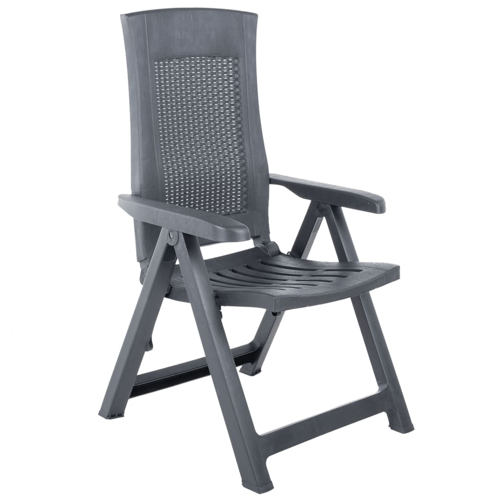 Anthracite Plastic Garden Reclining Chairs Set - 2 Pieces