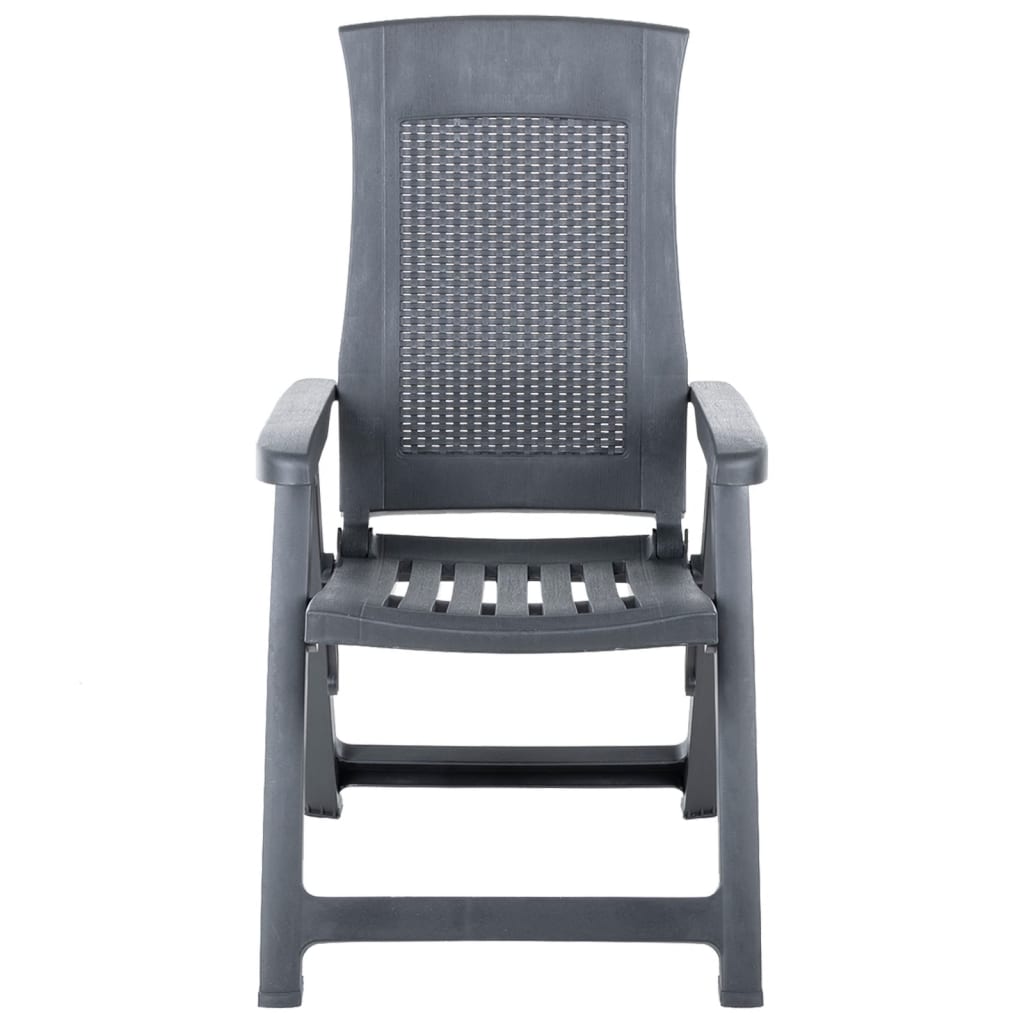 Anthracite Plastic Garden Reclining Chairs Set - 2 Pieces