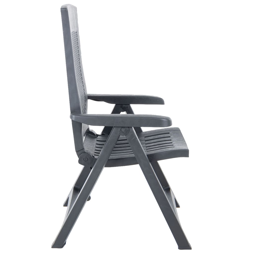 Anthracite Plastic Garden Reclining Chairs Set - 2 Pieces