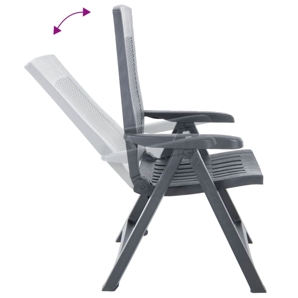 Anthracite Plastic Garden Reclining Chairs Set - 2 Pieces