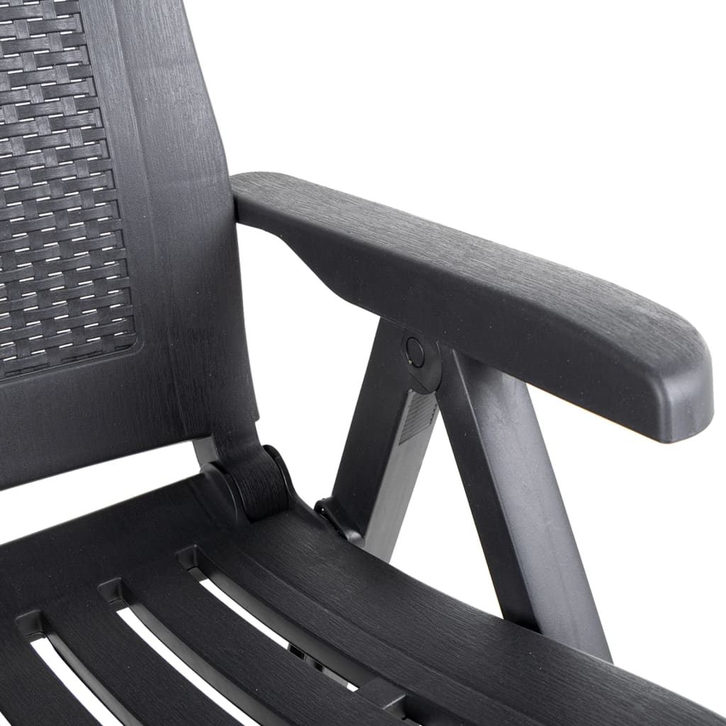 Anthracite Plastic Garden Reclining Chairs Set - 2 Pieces