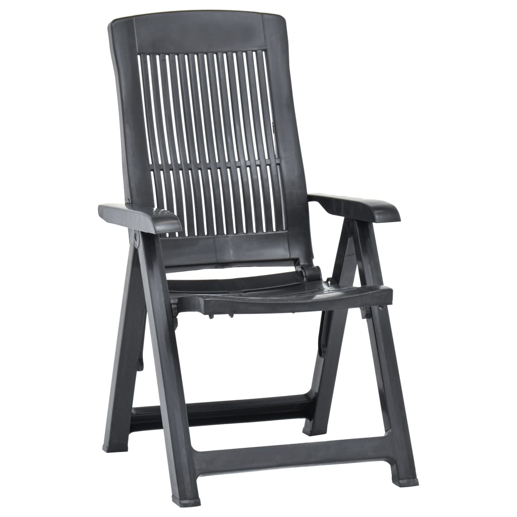 Anthracite Plastic Garden Reclining Chairs Set of 2