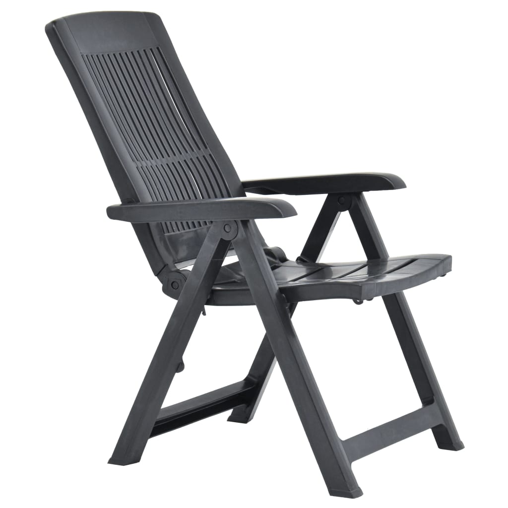 Anthracite Plastic Garden Reclining Chairs Set of 2