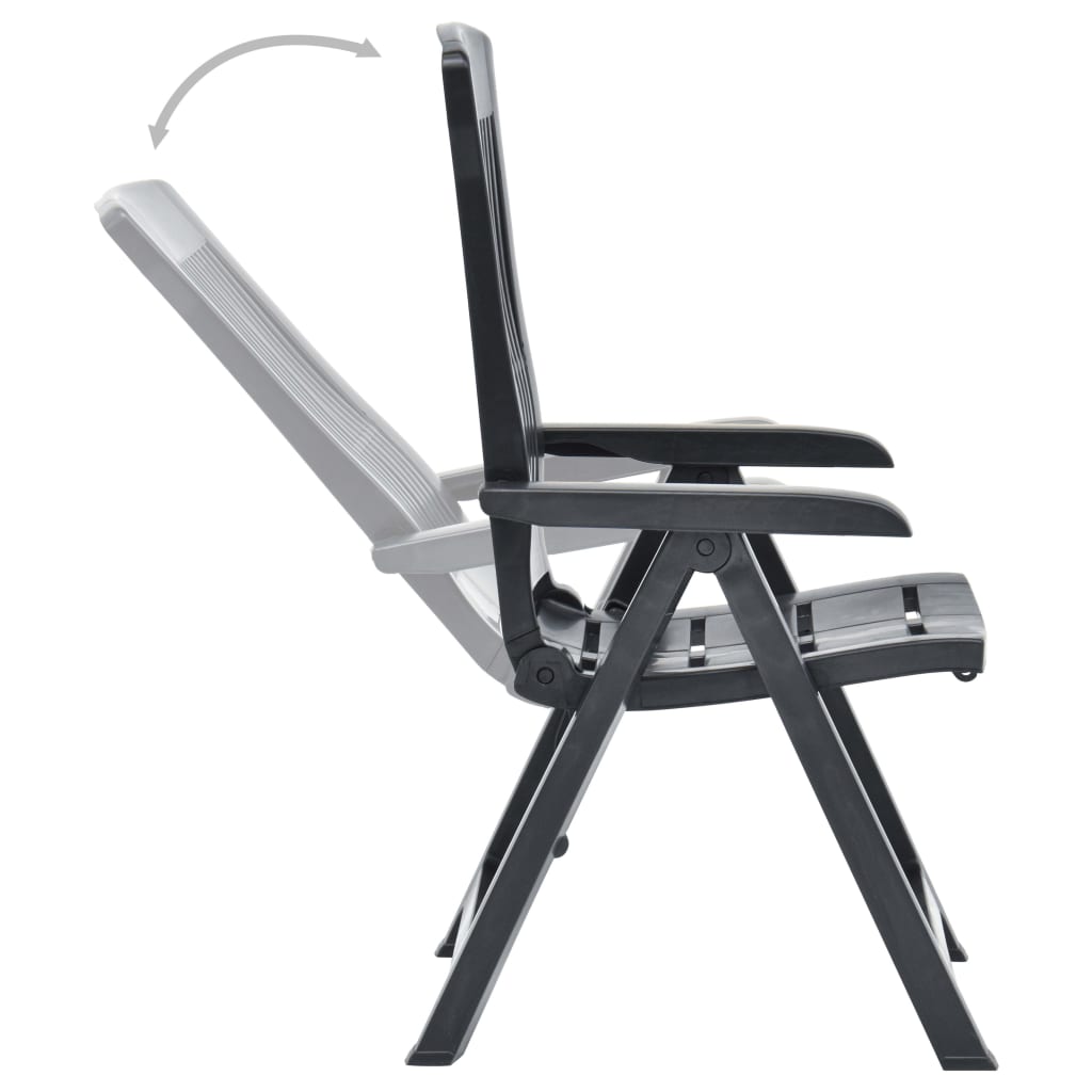 Anthracite Plastic Garden Reclining Chairs Set of 2
