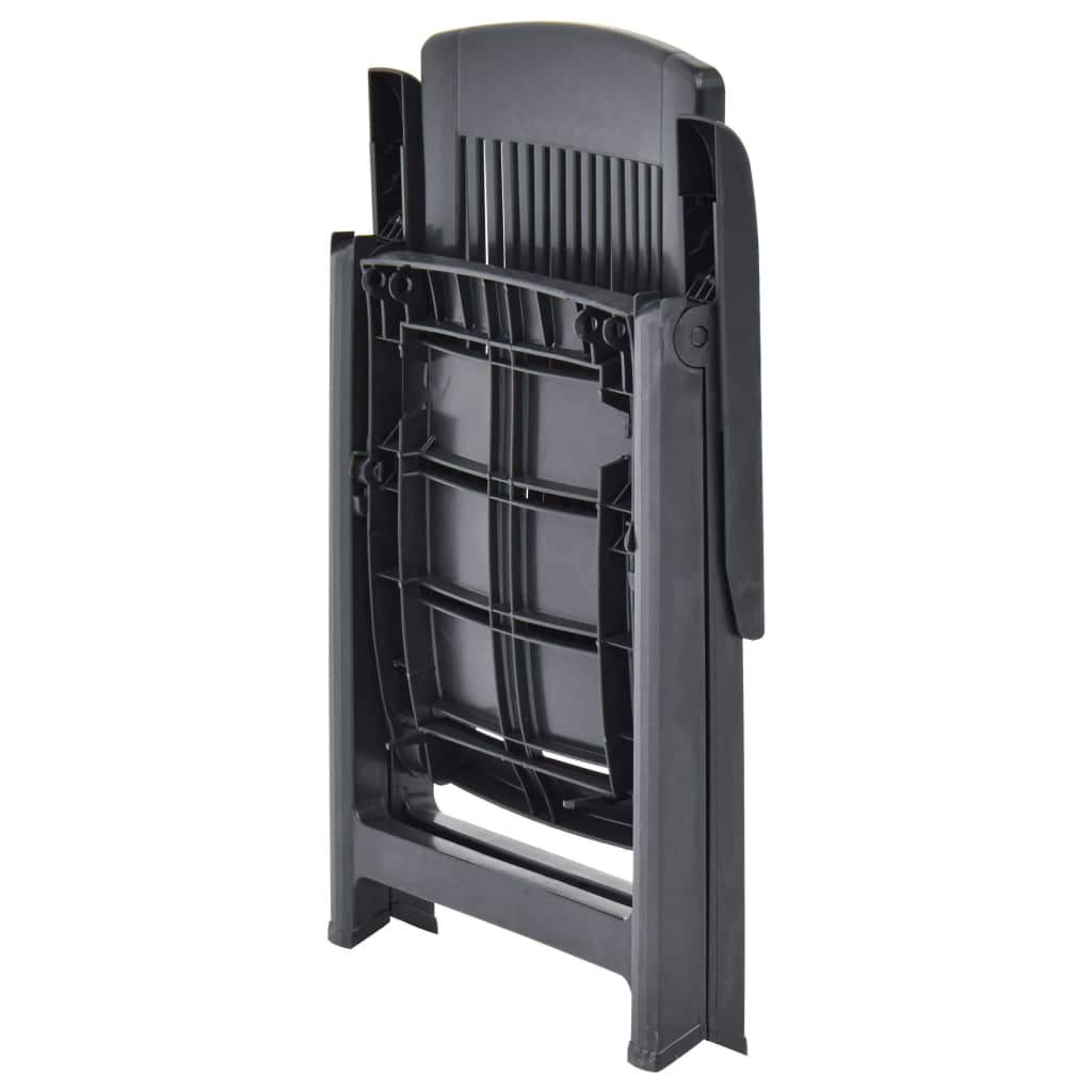 Anthracite Plastic Garden Reclining Chairs Set of 2