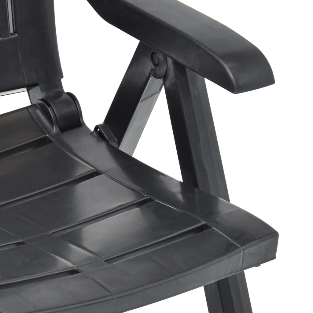 Anthracite Plastic Garden Reclining Chairs Set of 2