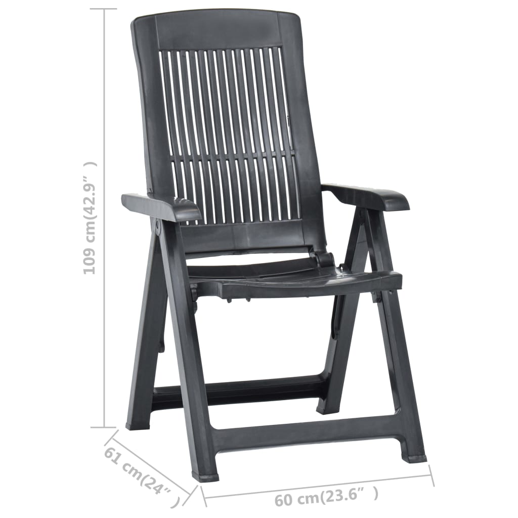 Anthracite Plastic Garden Reclining Chairs Set of 2
