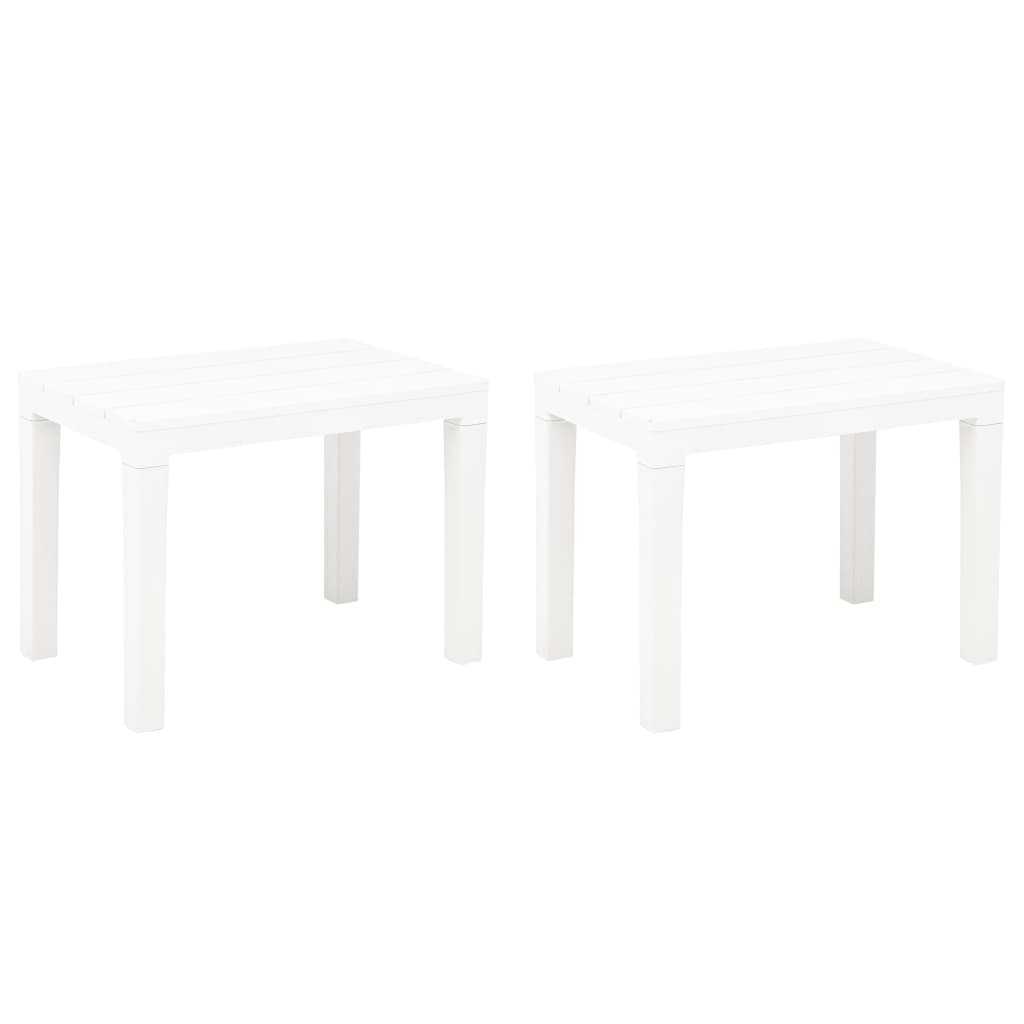 White Plastic Garden Benches Set of 2 - Durable & Stylish Seating