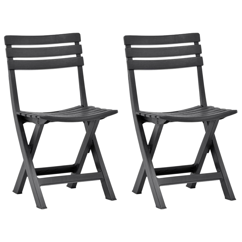 Anthracite Folding Garden Chairs 2 pcs - Durable Plastic Design