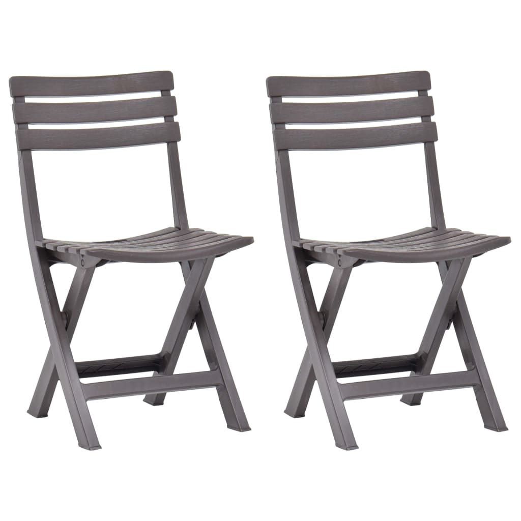 Mocha Folding Garden Chairs 2 pcs - Durable Plastic Design