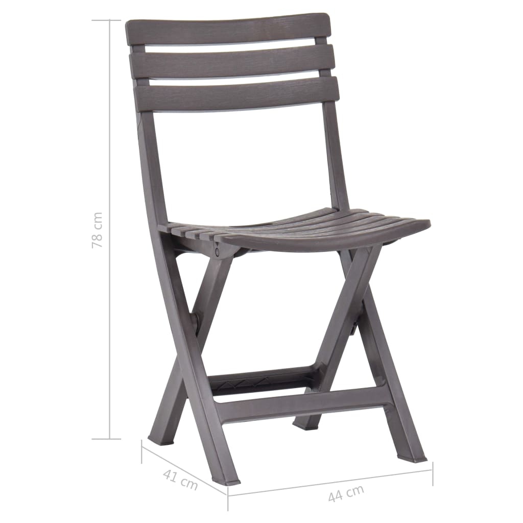 Mocha Folding Garden Chairs 2 pcs - Durable Plastic Design