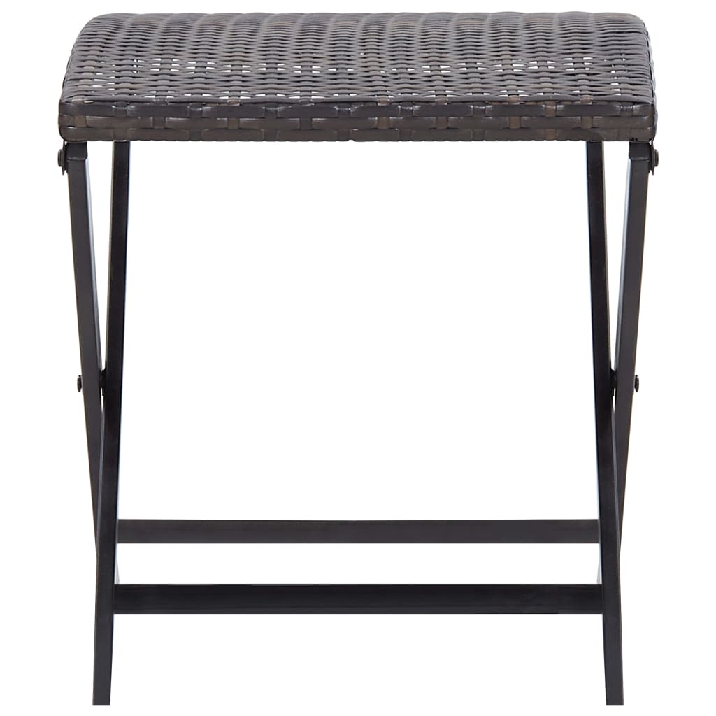 Compact Folding Stool in Brown Poly Rattan - Stylish & Durable