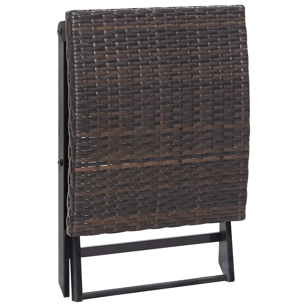 Compact Folding Stool in Brown Poly Rattan - Stylish & Durable