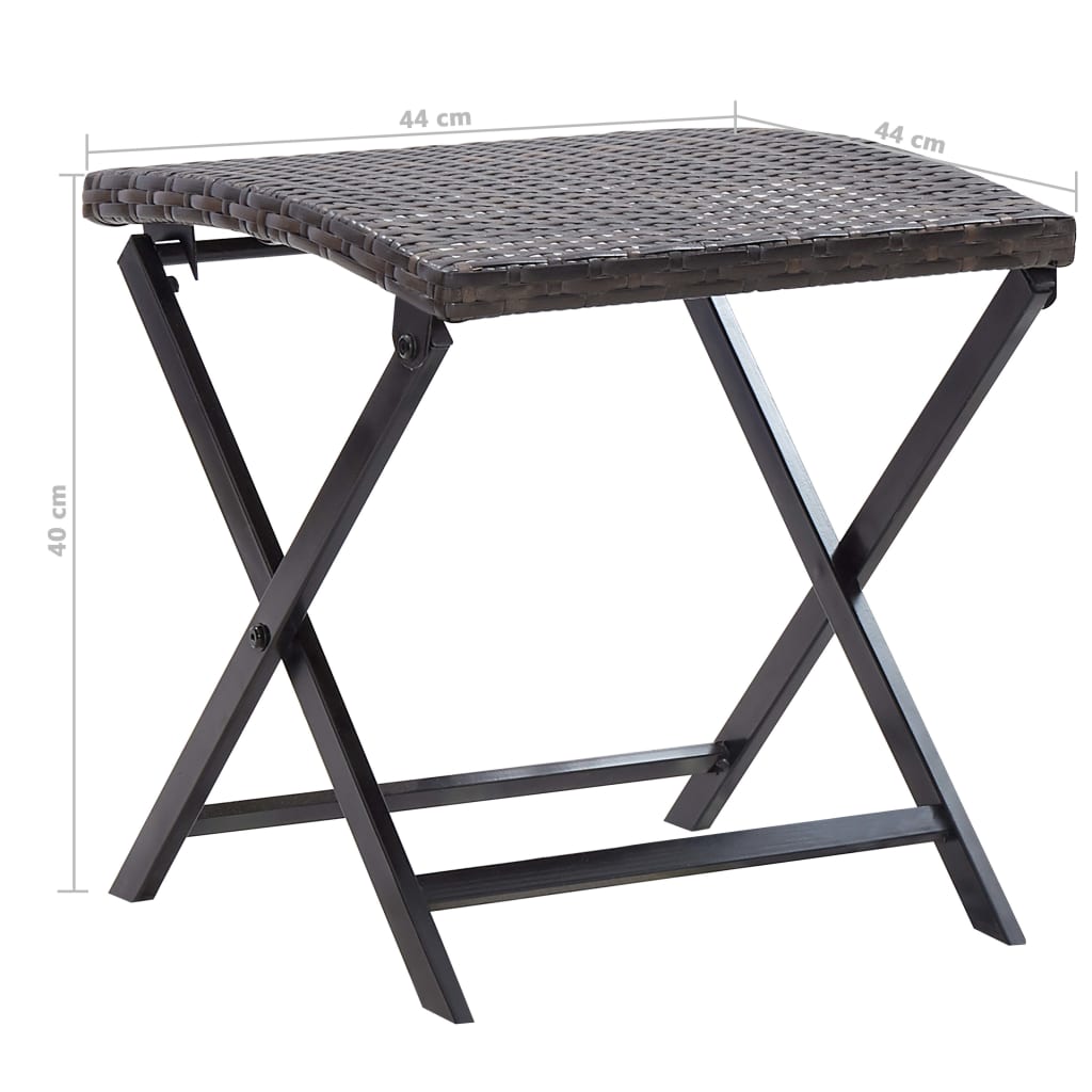 Compact Folding Stool in Brown Poly Rattan - Stylish & Durable