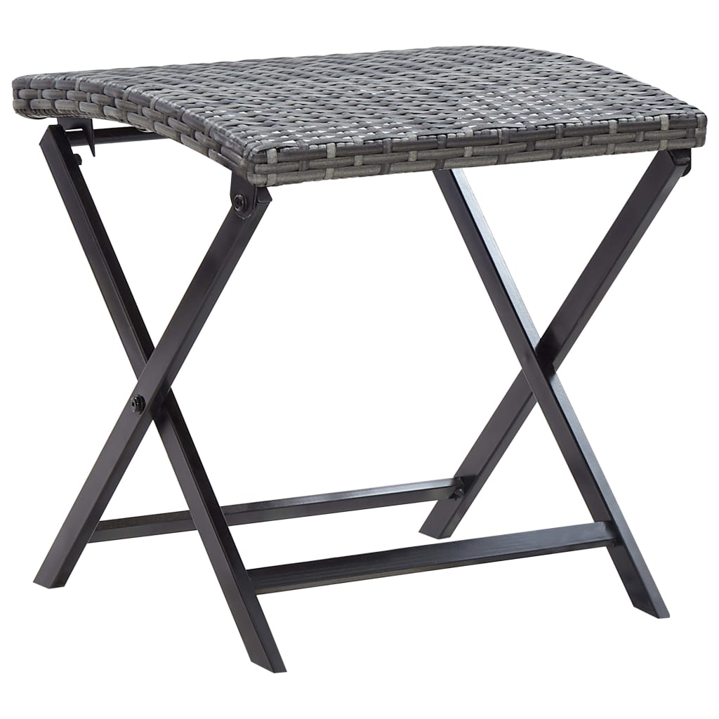 Compact Folding Stool in Grey Poly Rattan - Stylish & Durable