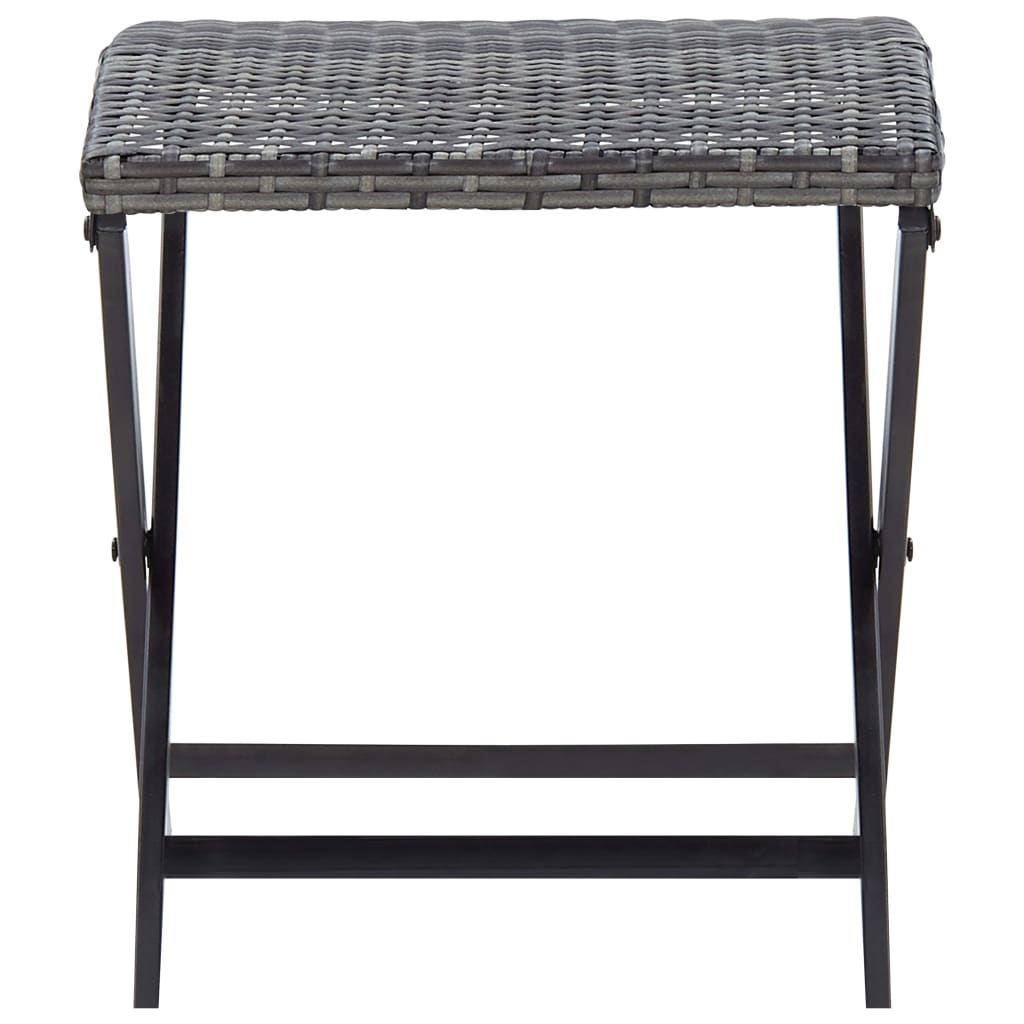 Compact Folding Stool in Grey Poly Rattan - Stylish & Durable