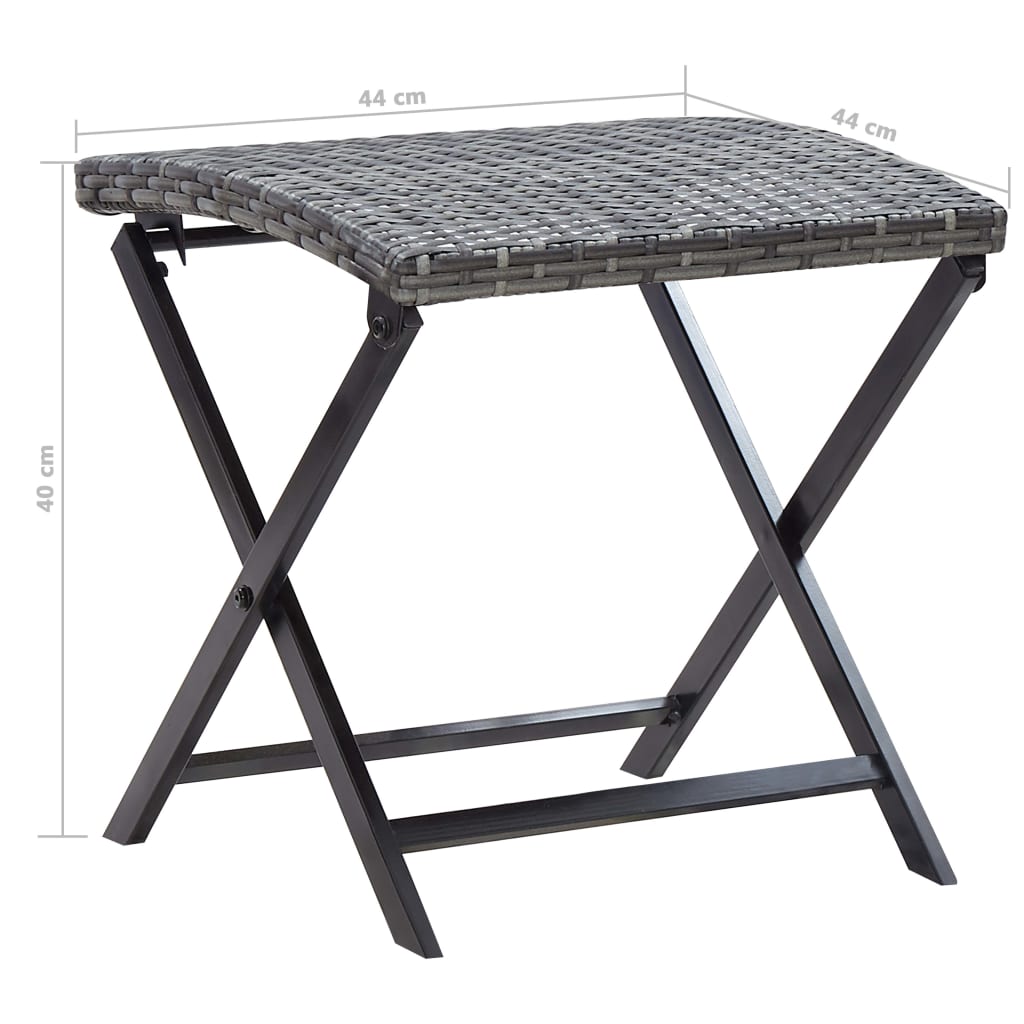 Compact Folding Stool in Grey Poly Rattan - Stylish & Durable