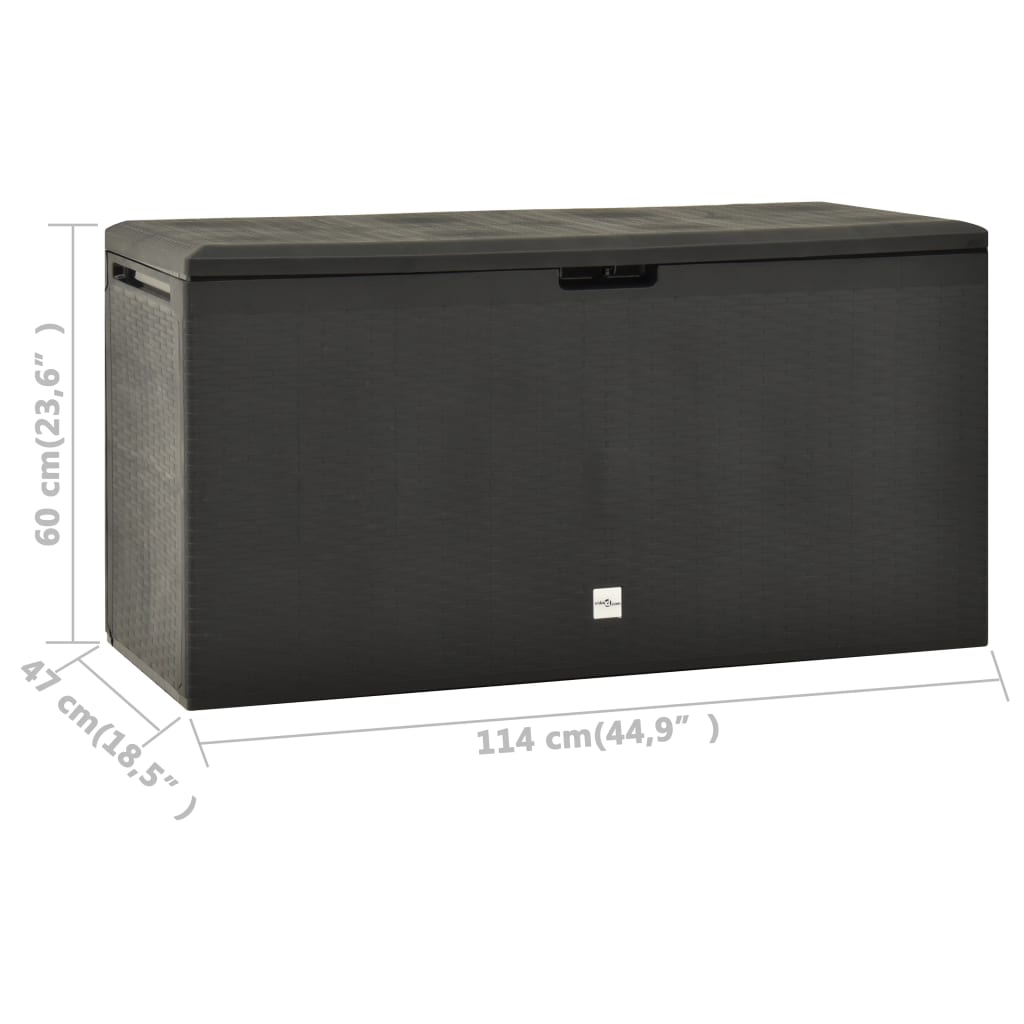 Anthracite Garden Storage Box 114x47x60 cm - Weather-Resistant Plastic