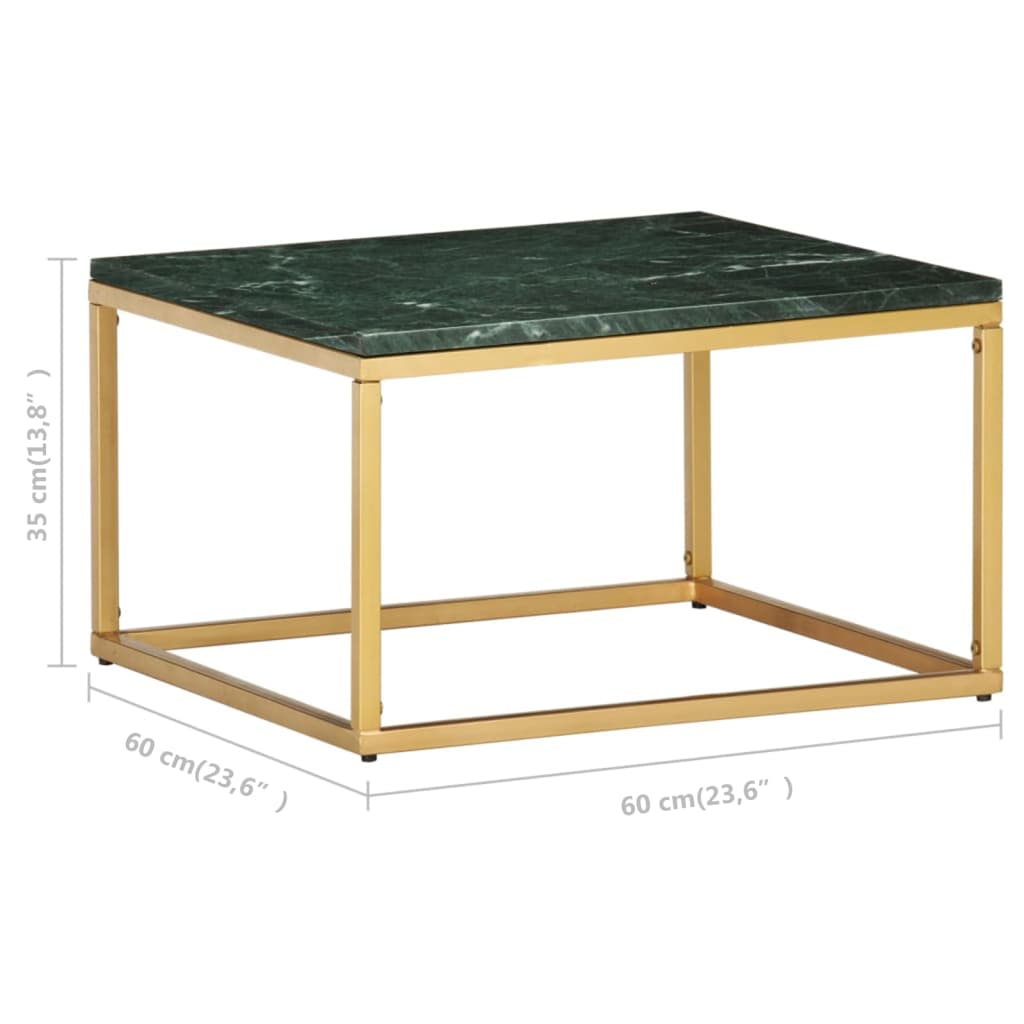 Coffee Table Green 60x60x35 cm Real Stone with Marble Texture