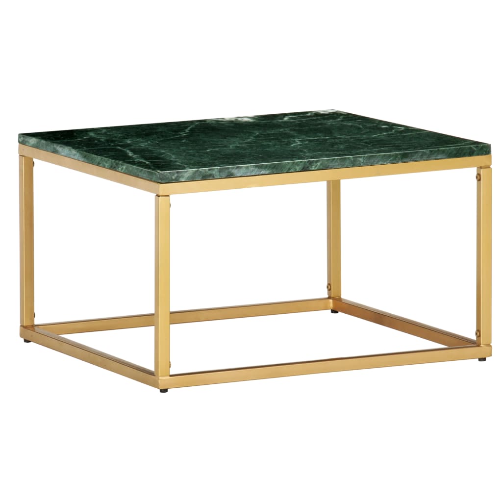 Coffee Table Green 60x60x35 cm Real Stone with Marble Texture
