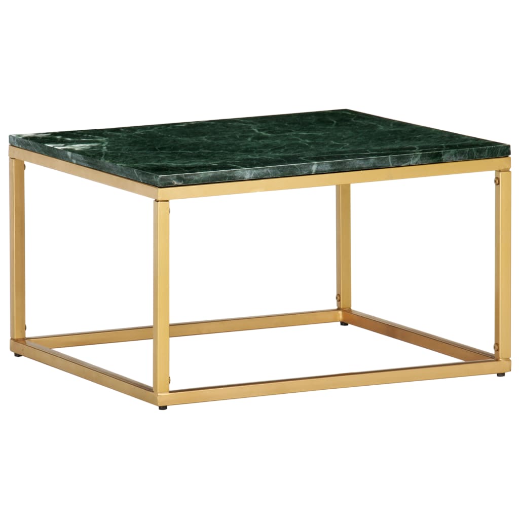 Coffee Table Green 60x60x35 cm Real Stone with Marble Texture