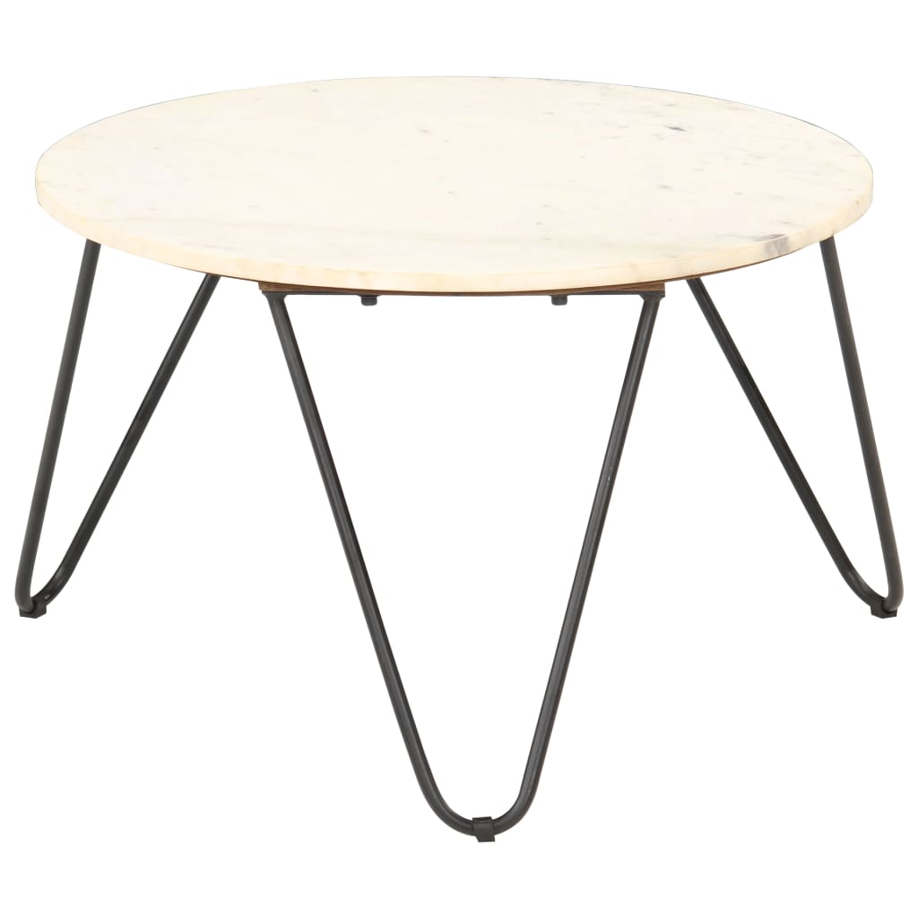 Coffee Table White 65x65x42 cm Real Stone with Marble Texture