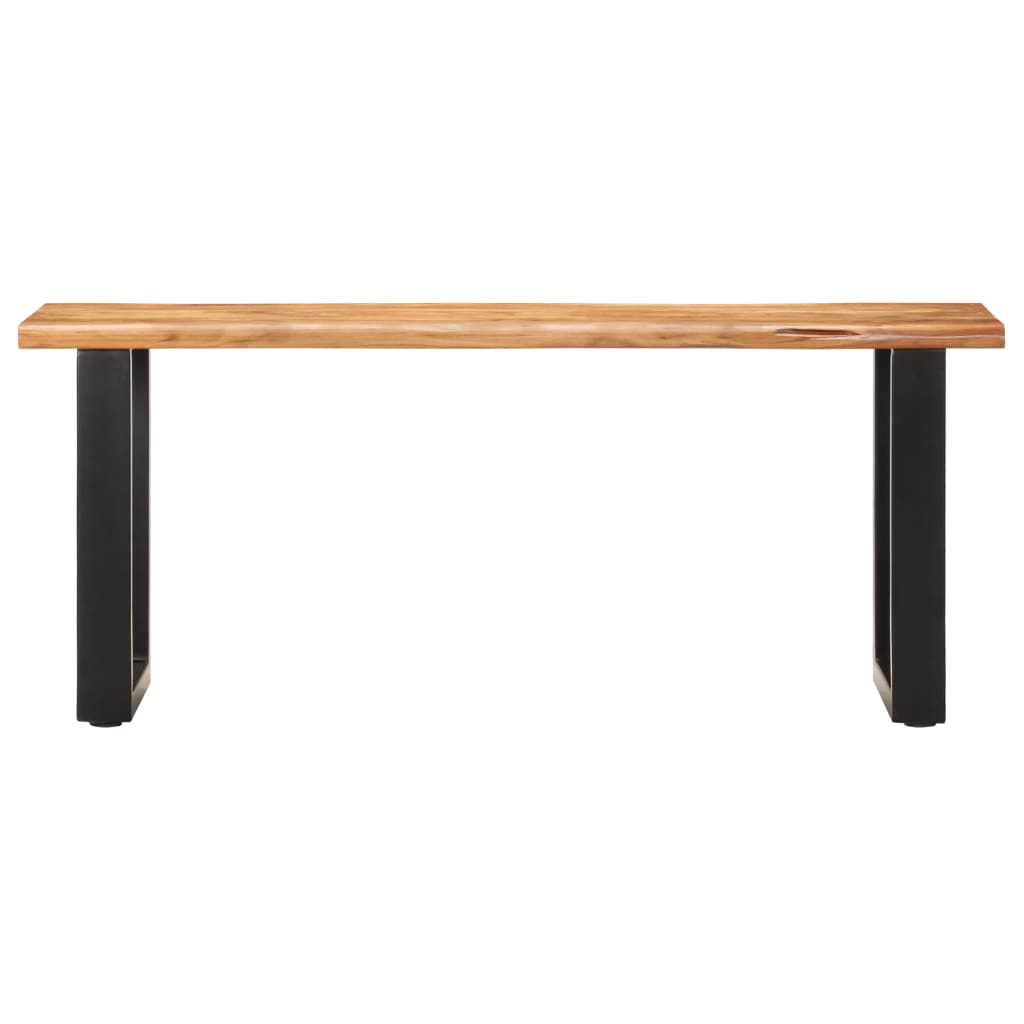 Solid Acacia Wood & Steel Live Edge Bench 110 cm