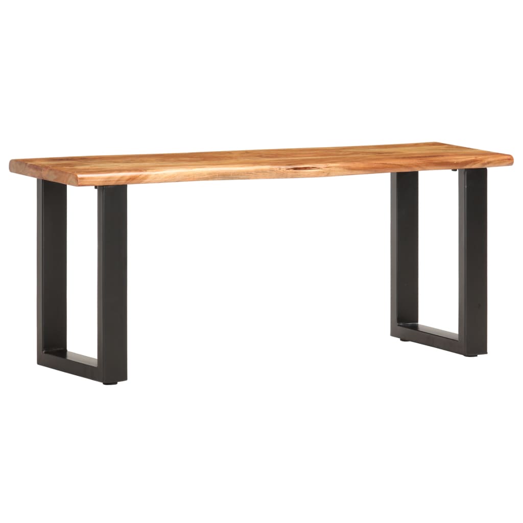 Solid Acacia Wood & Steel Live Edge Bench 110 cm