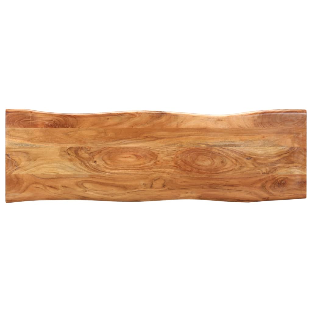 Solid Acacia Wood & Steel Live Edge Bench 110 cm