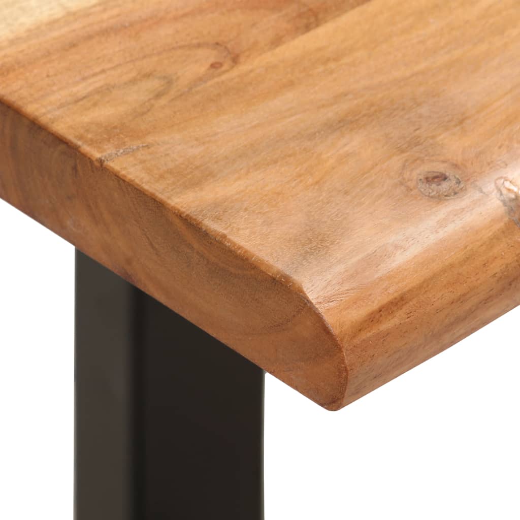 Solid Acacia Wood & Steel Live Edge Bench 110 cm