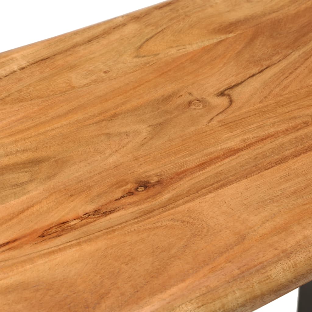Solid Acacia Wood & Steel Live Edge Bench 110 cm
