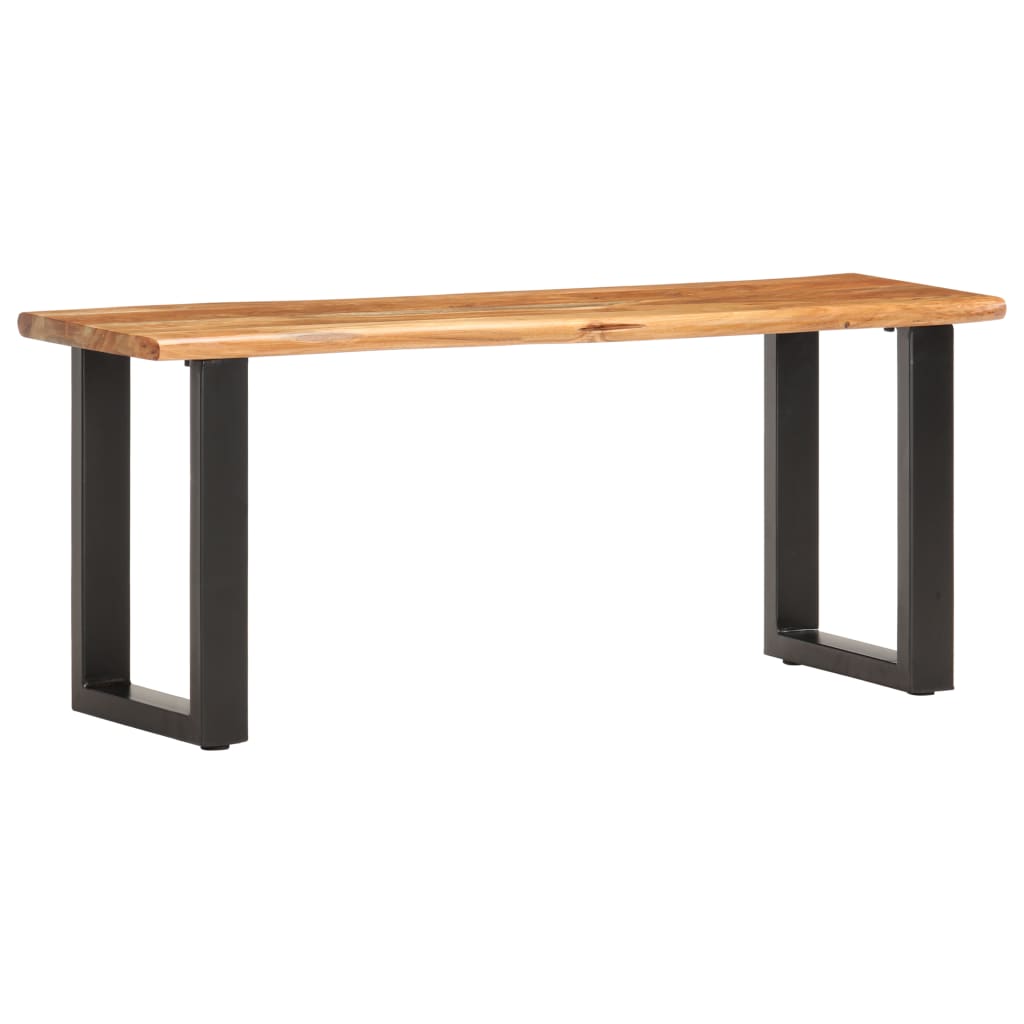 Solid Acacia Wood & Steel Live Edge Bench 110 cm