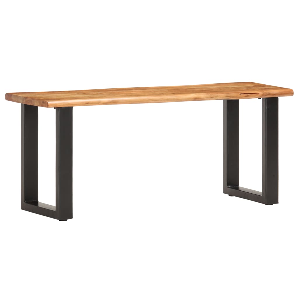 Solid Acacia Wood & Steel Live Edge Bench 110 cm