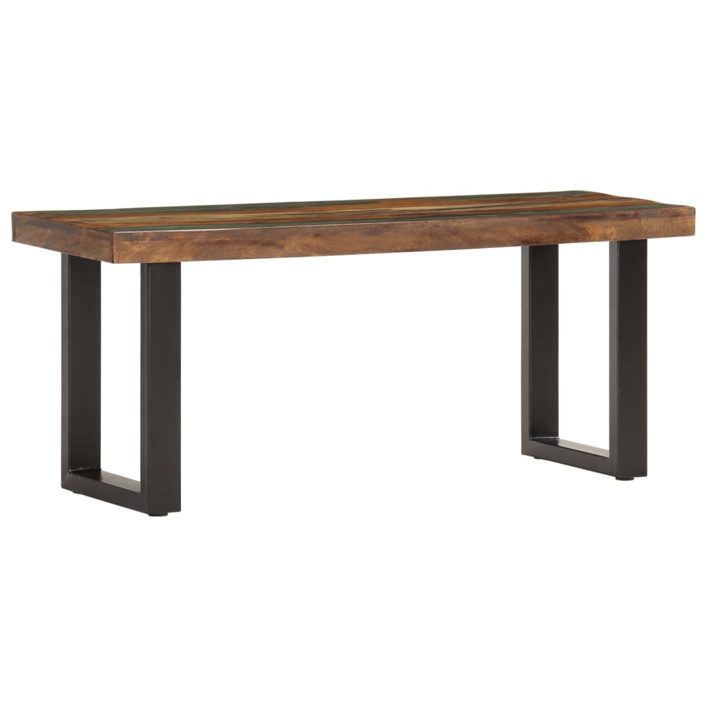 Solid Reclaimed Wood & Steel Bench - 110 cm - Rustic Elegance