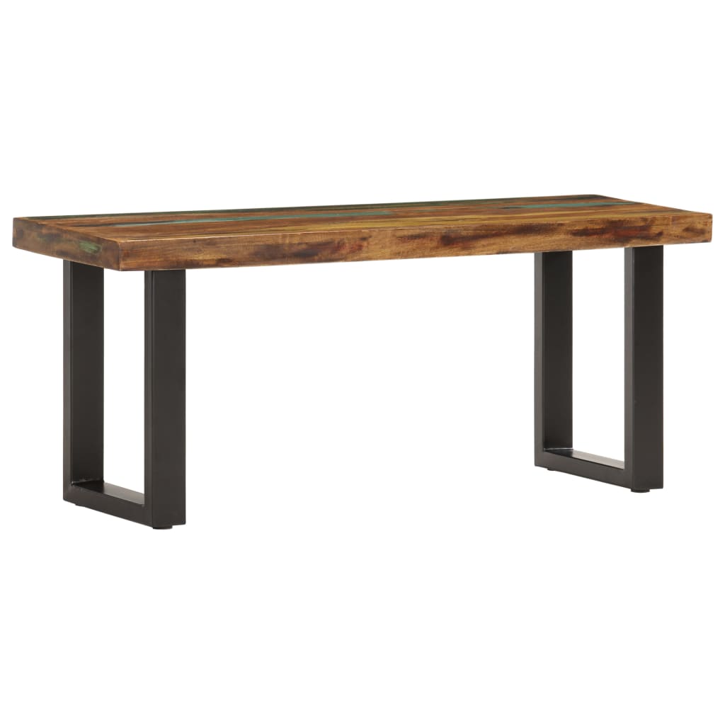 Solid Reclaimed Wood & Steel Bench - 110 cm - Rustic Elegance
