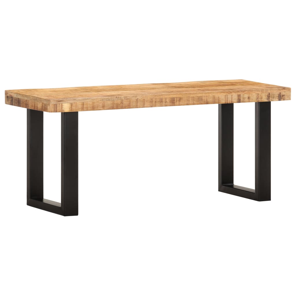 Rustic 110cm Mango Wood & Steel Bench - Solid & Stylish