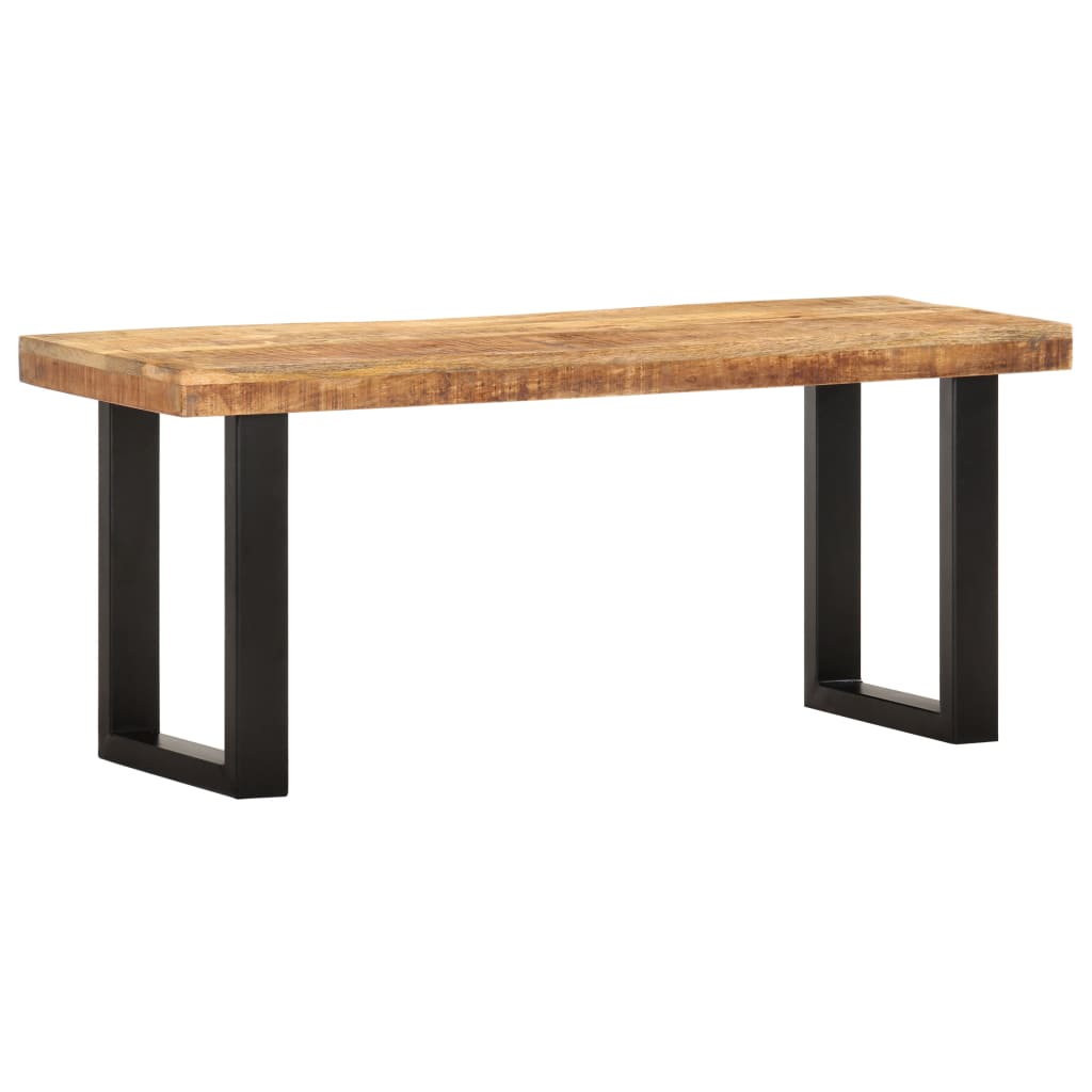 Rustic 110cm Mango Wood & Steel Bench - Solid & Stylish