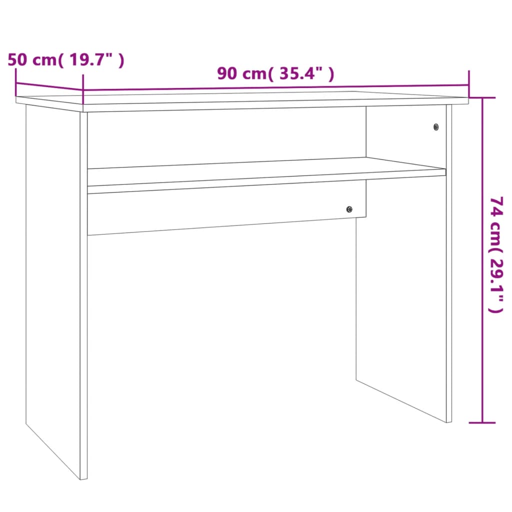 Concrete Grey Desk - Engineered Wood - 90x50x74 cm