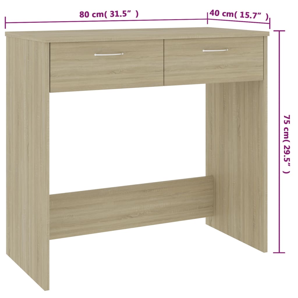 Compact Sonoma Oak Desk - 80x40x75 cm Engineered Wood