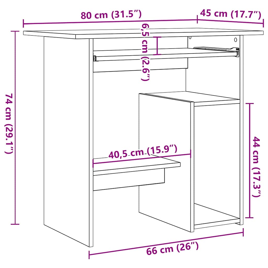 Desk Sonoma Oak 80x45x74 cm Engineered Wood