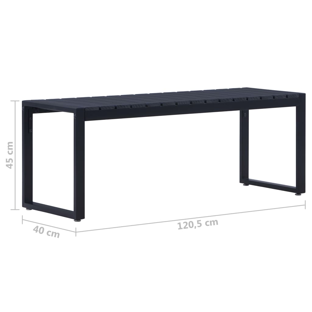 Black PS Board Garden Bench 120.5 cm - Elegant Outdoor Seating