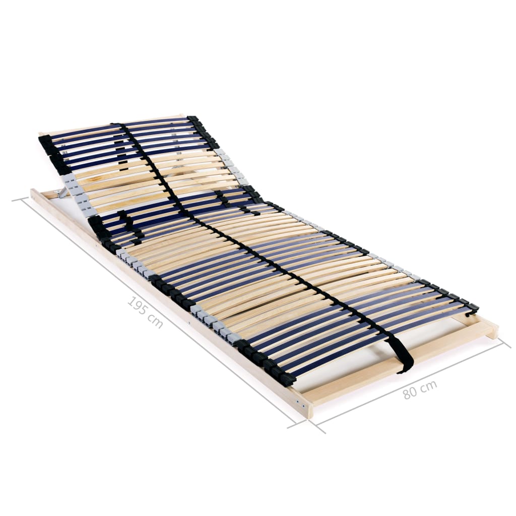 2-Piece Slatted Bed Bases w/ 42 Beech Slats, 80x200 cm, No Mattress