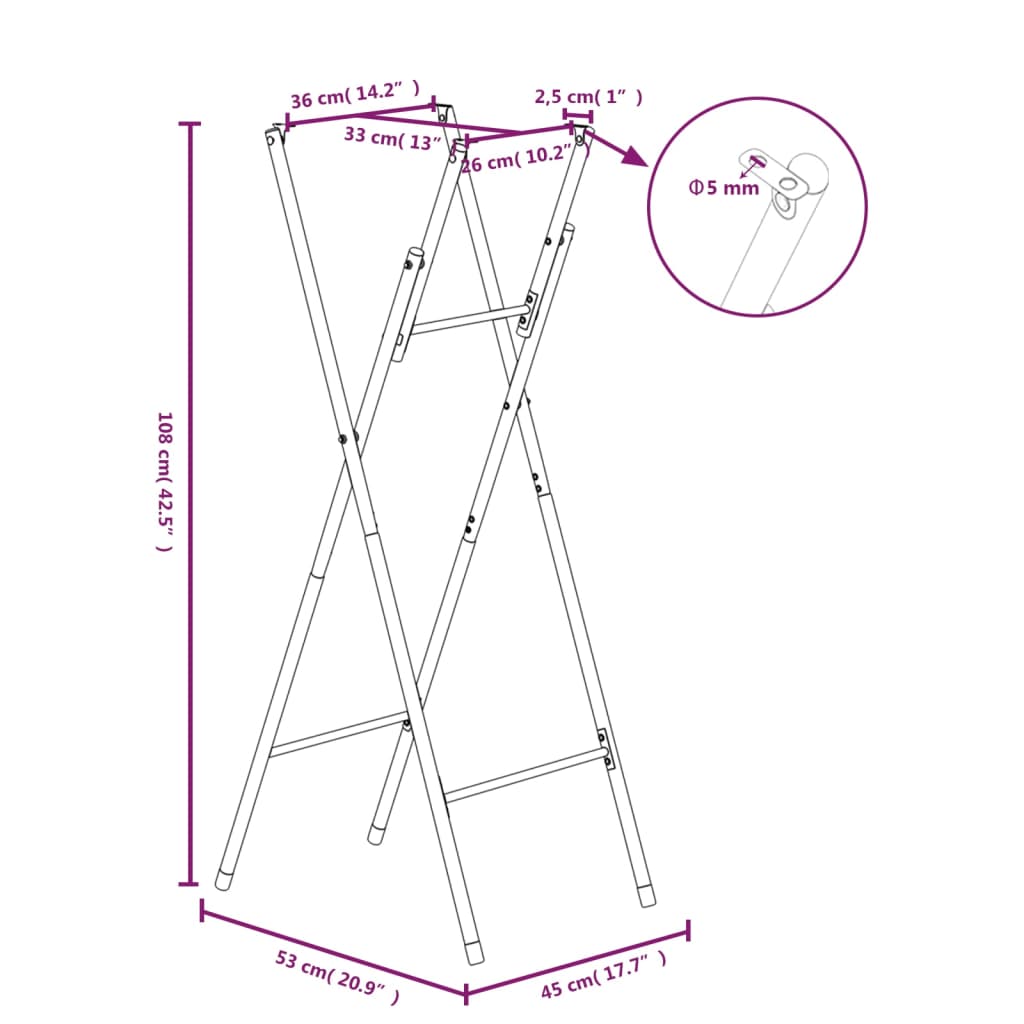 Silver Folding Bar Table Legs, 45x53x108cm, Galvanised Steel