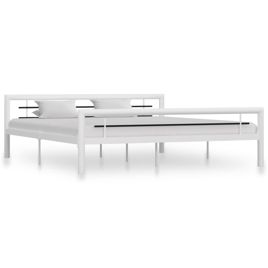Super King Metal Bed Frame - Black & White, 180x200 cm