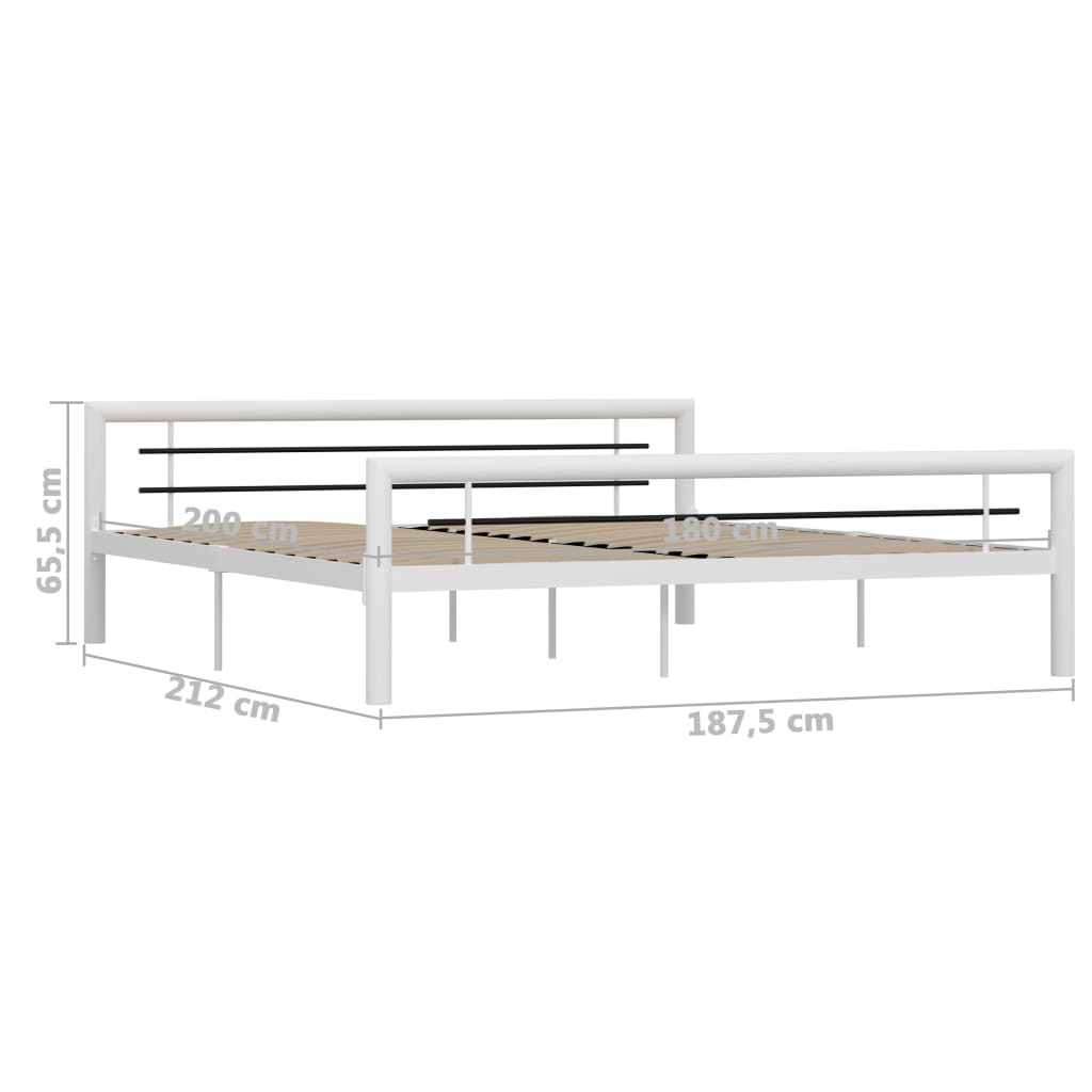 Super King Metal Bed Frame - Black & White, 180x200 cm