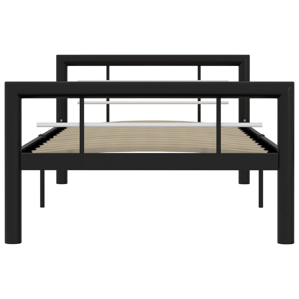 Black & White Metal Bed Frame 100x200 cm - No Mattress Included