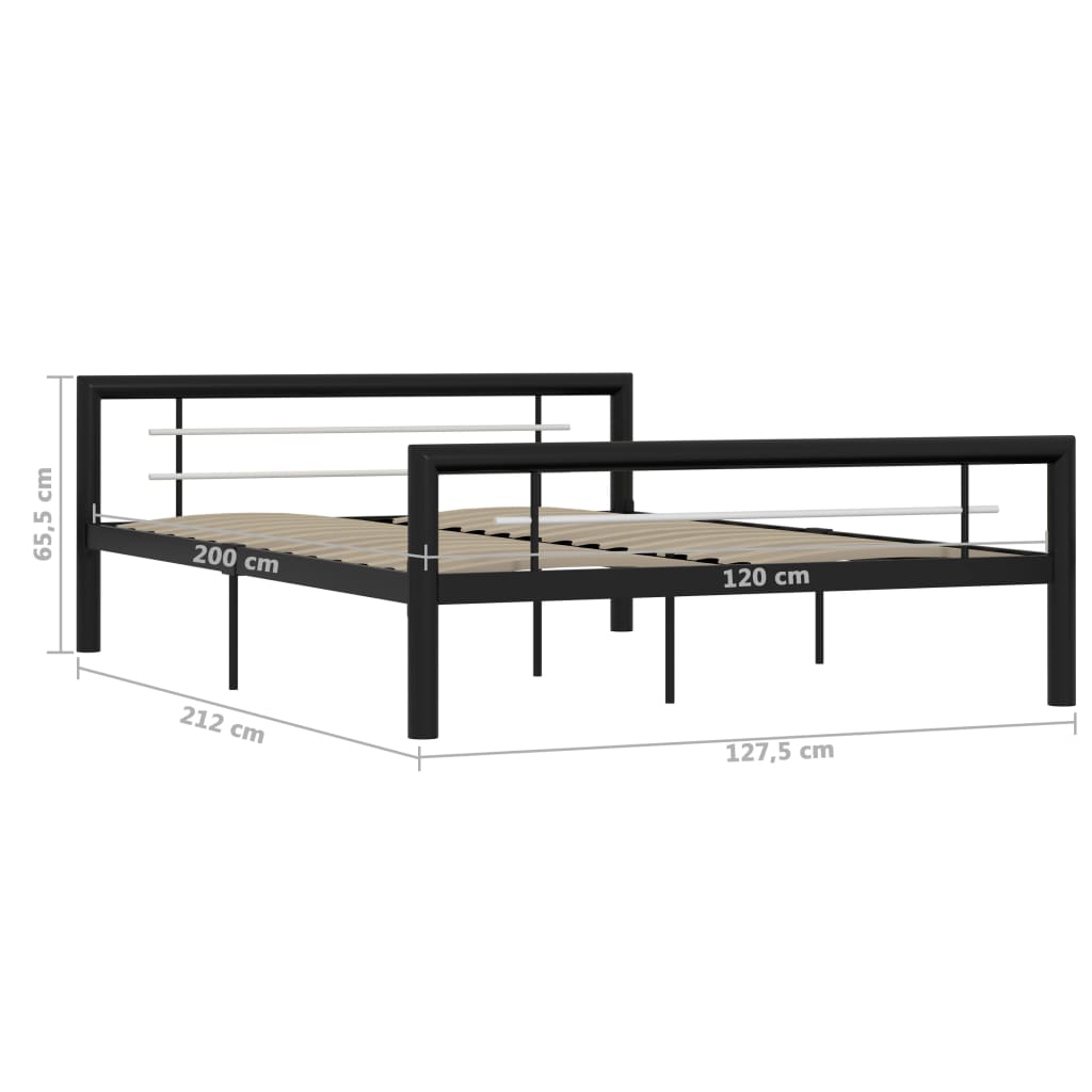 Black & White Metal Bed Frame 120x200 cm - No Mattress Included