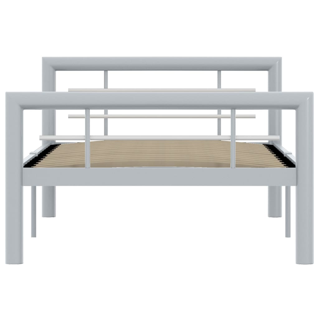 Grey & White Metal Bed Frame 90x200 cm – Stylish & Sturdy Design