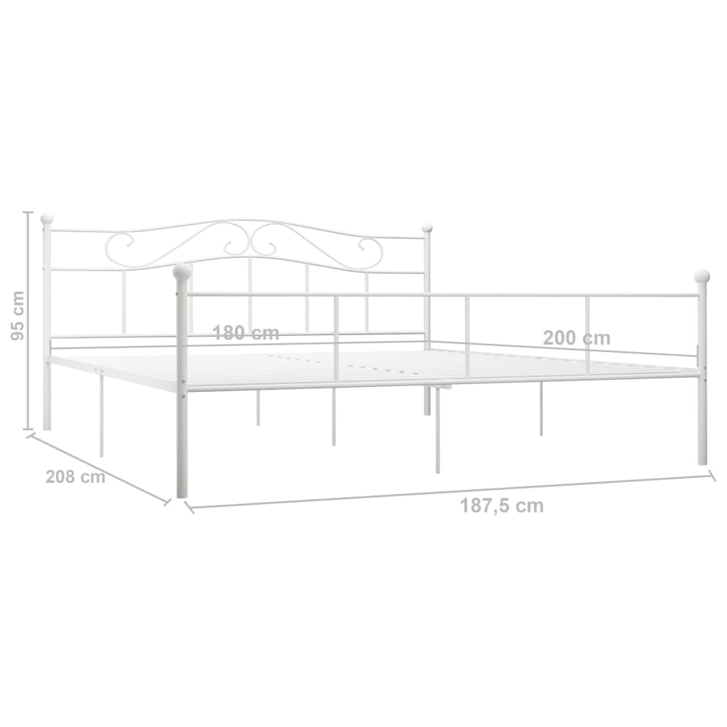 White Metal Super King Bed Frame 180x200 cm - vidaXL 284521