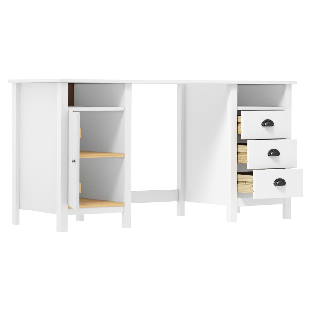 Solid Pine Wood Desk - Hill White, 150x50x74 cm